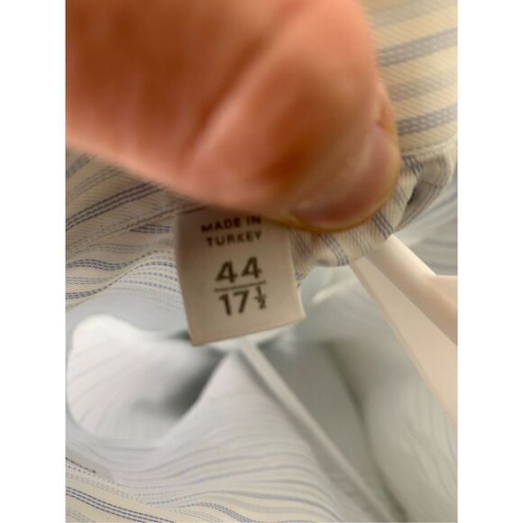 Ermenegildo Zegna Button Down Shirt 100% Cotton Comfort Fit Striped size 44 17.5 - Picture 4 of 8
